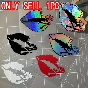 1PC Death Kiss, Skull Lips Design Car Stickers, Premium Skull Stickers, Waterproof Vinyl Decals, Suitable for Auto Windows, Windshields, Bumpers, Motorcycle Fuel Tanks, Helmets, Ideal As Halloween and Christmas Gifts, Decal For Cars, Car Truck Decal