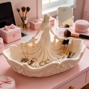 Elegant Goddess Jewelry Organizer Tray, Ring Necklace Makeup Storage Tool, Style Desktop Decorative Item, Stylish and Functional