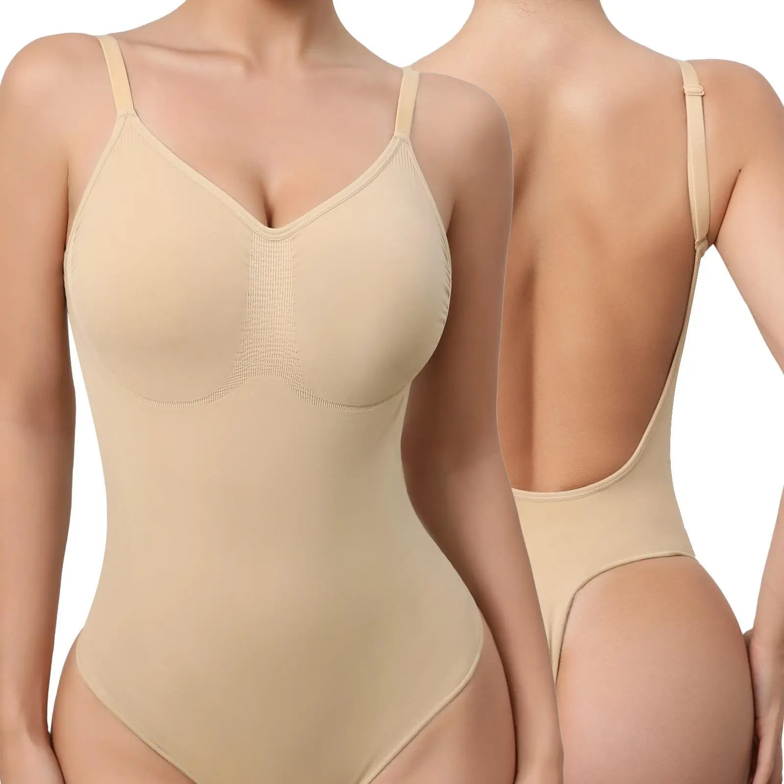 Mobeso Backless Shapewear Bodysuit for Backless Dresses – Seamless Thong Tummy Control Body Shaper for Date Night, Party & Special Occasion Outfits