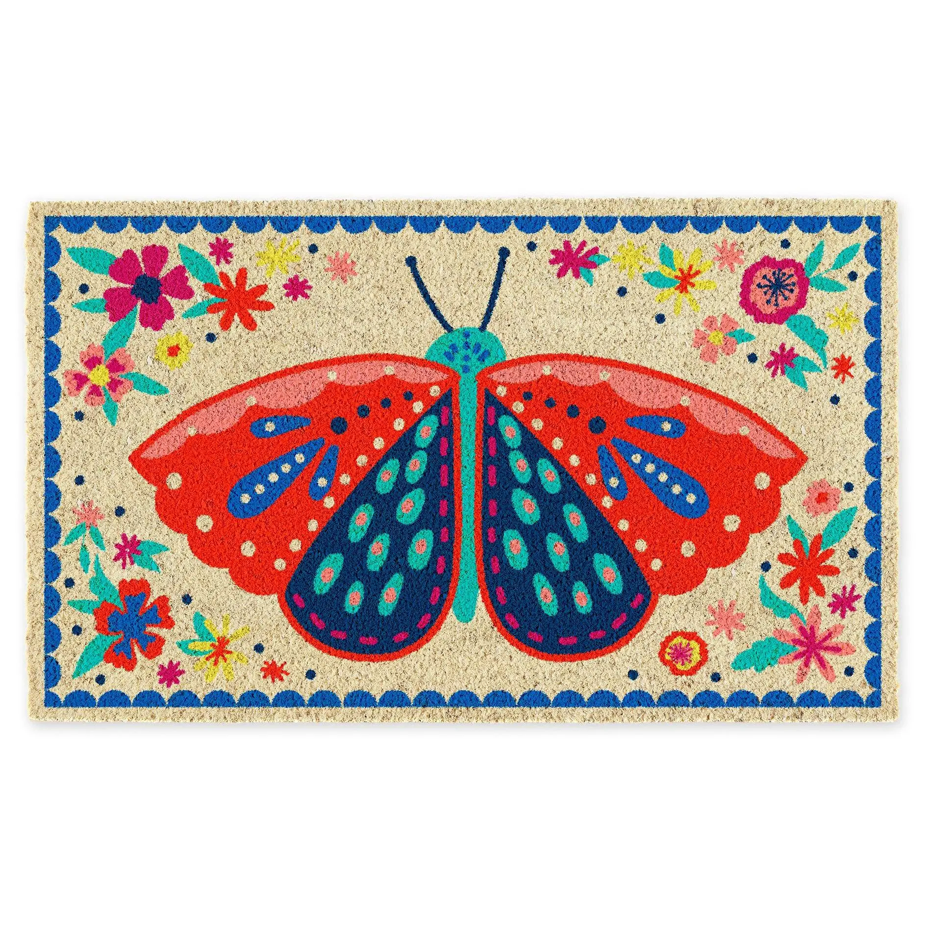 Design Imports Folk Butterfly 17" x 29" Doormat
