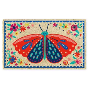 Design Imports Folk Butterfly 17" x 29" Doormat