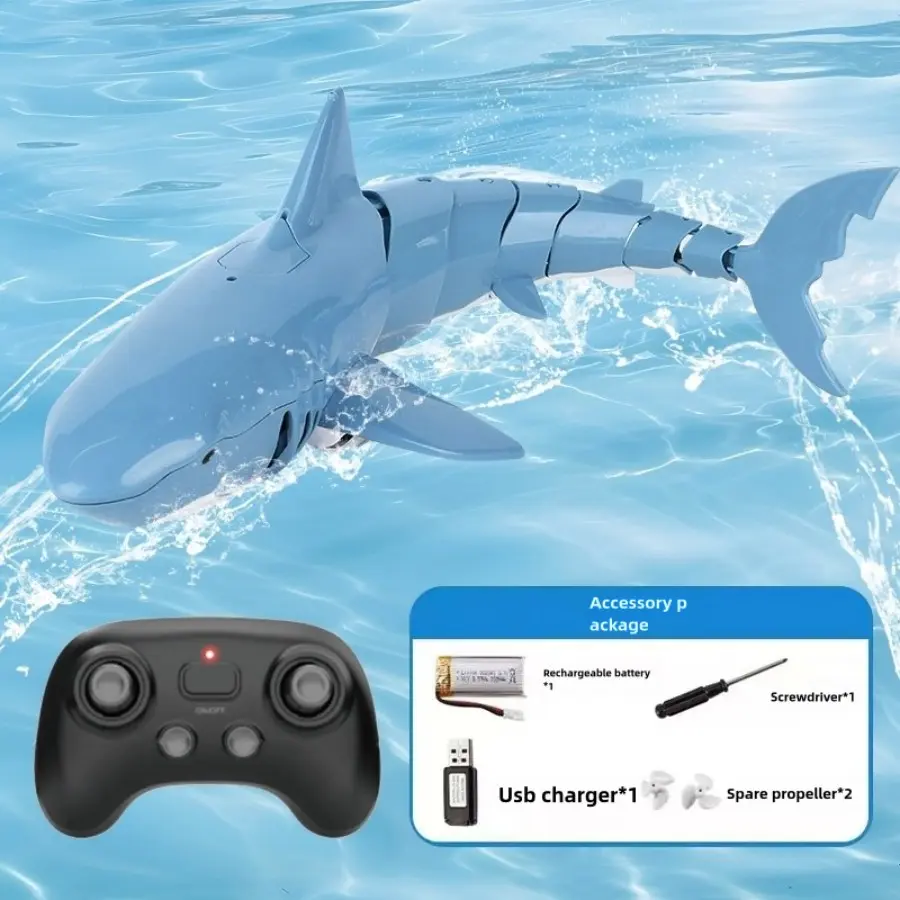 2.4GHz RC Shark Robot, Realistic Waterproof Shark Toy for Swimming Pool and Bathroom, Electronic Water Toy with 1:18 Scale & Twin Motors, Summer Birthday Gifts for Kids, Boys & Girls