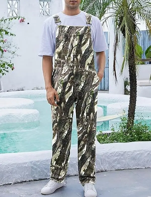 Bindefon Camo Bibs Overalls for Men Adjustable Straps Work Utility Coveralls Camouflage Jumpsuit Redneck Outfit