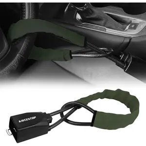 KAYCENTOP Car Steering Wheel Lock, Seat Belt Lock, Anti-Theft Device, Max 17 Inch Length, Small and Light-Weight, Multi-Functional, Fit Most Vehicle, SUV, Golf Cart Security (Green)