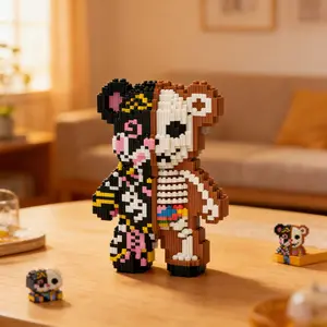 Doodle Bear Building Blocks Set, Detailed Craftsmanship, Perfect Gift for Kids, Unisex Toy, High-Quality Decorative Bricks