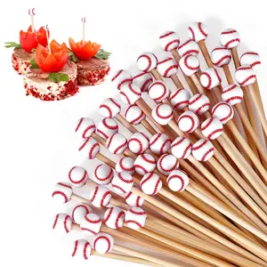 Baseball Cocktail Picks Party Decorations - 4.7 inch Cocktail Skewers for Appetizers, Baseball Party Decor Supplies Charcuterie Accessories