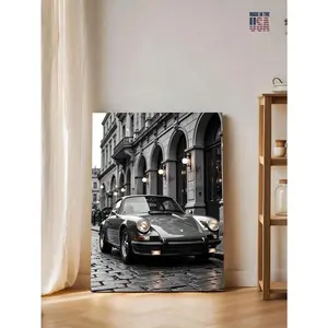 1PC Black White Supercar Cars Posters, 1963 Vintage Supercar Turbo Poster Print, Luxury Car Wall Art, Exotic Car Wall Art, Car Wall Art,Stretched And Framed Ready To Hang