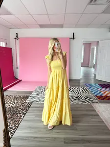 Smocked Yellow Maxi Dress