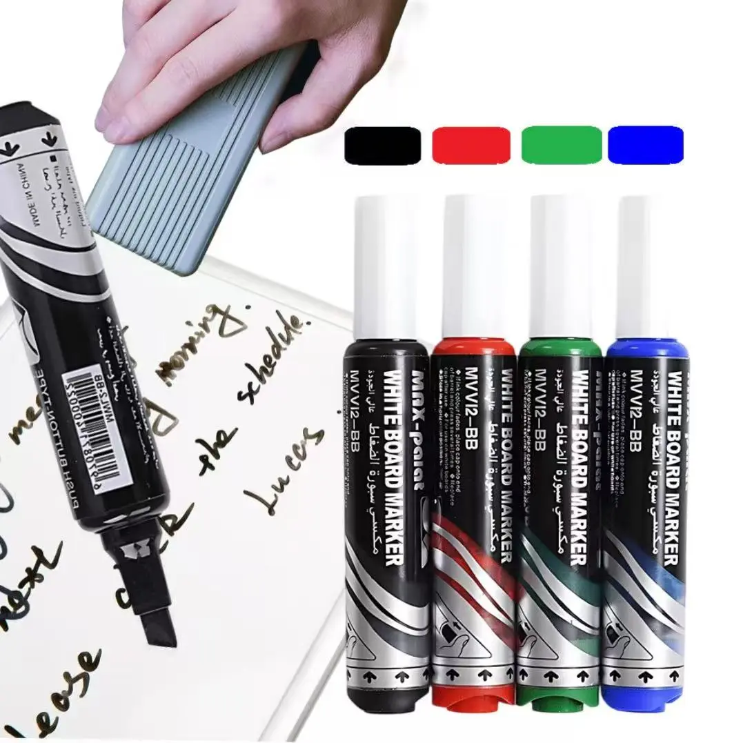 Liquid Ink Marker Pen Set, 4 Counts/set Erasable Marker Pen, Push Button-type Marker Pen Set, Multipurpose Marker Pen for Whiteboard Graffiti, Office Stationery & Supplies, Art Pen, Graffiti Markers