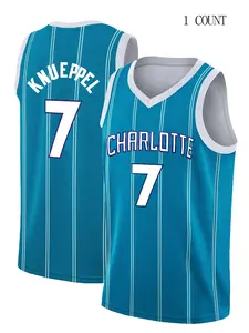 Men's #7 Letter Embroidery Basketball Jersey, Loose Fit Breathable Sleeveless V-Neck Sports Tank Top, Basketball Jerseys for Men, Gym Workout Tops