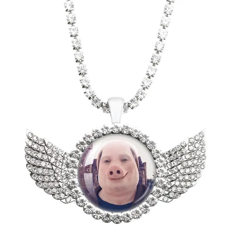 Funny Pig John Pork Calling Angel Necklace - Witty Novelty Pendant for Daily Wear