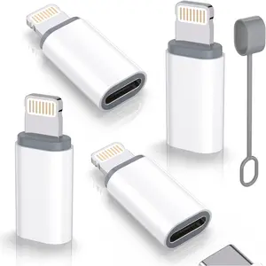 Type C to Lightning Adapter MFi Certified 4 Pack 27W Fast Charging Support Data Sync,Lightning to USB Type C Cable Adapter For iPhone,iPad,Airpods,with Anti-Lost Loop,Not for Audio/OTG