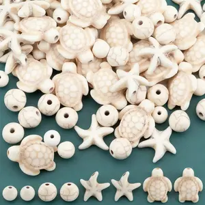 200pcs Turtle Beads Starfish Acrylic Synthetic Turquoise Hanging Beads, DIY Handmade Ocean Theme Decorations, Durable Material, DIY Beading Accessories