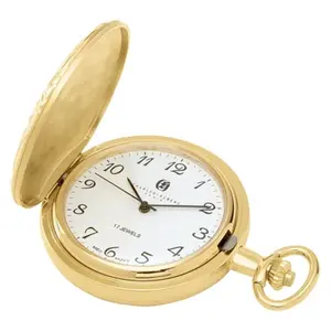 212 MAIN Unisex Classic Round Charles-Hubert-Paris Gold-Plated Mechanical Pocket Watch, Gold Watches, Arabic Numerals, Plated Combination Band, Decorative Cover, Gift-Ready Fashion Accessory