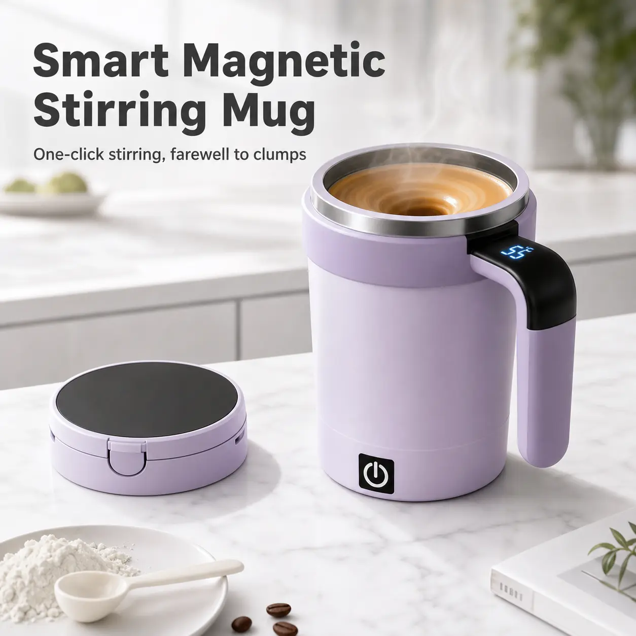 Upgraded Rechargeable Self-Stirring Mug, 304 Stainless Steel Automatic Mixing Coffee Cup, Detachable Washable Reusable Travel Drink Cup, Ideal Gift for Coffee Lovers