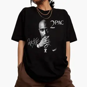Vintage Tupac  Graphic T Shirt 2Pac 90s Bootleg Hip Hop Legends Rapper Merch Unisex Cotton Casual Streetwear For Men Women