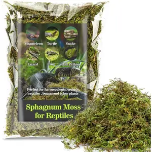 Sphagnum Moss for Reptiles - Green Dried Peat Moss Terrarium Habitat Bedding Substrate for Snakes Turtle Frog Gecko and Other Reptiles (5 Ounces)