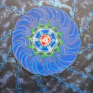 Metatron’s Cube with Phi Spirals (Original painting; unframed)