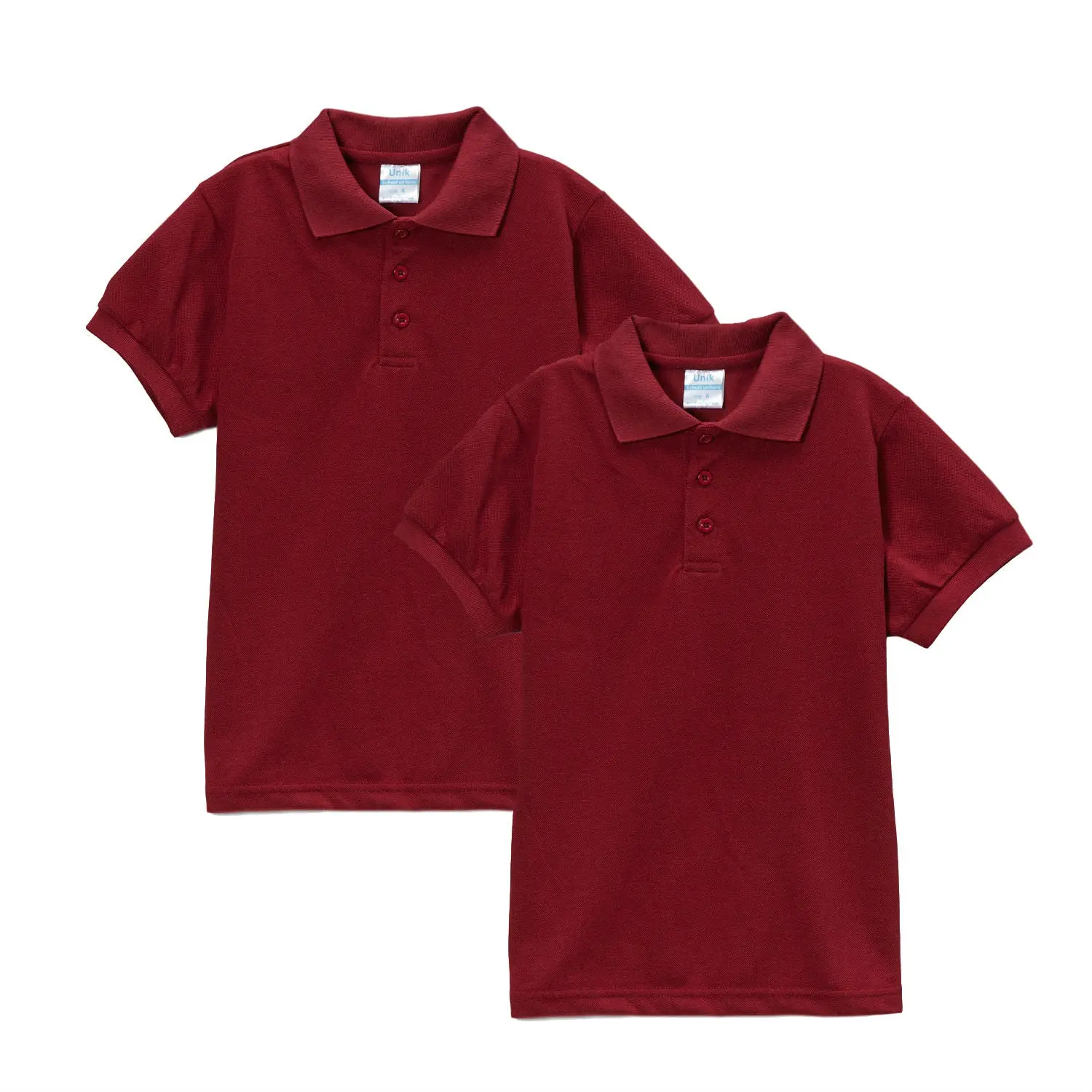 Boy's Premium Quality Pique Polo Uniform Shirt Short Sleeve Burgundy 2Pack 5-18 BSU01