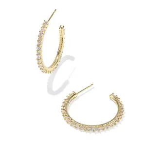 Kendra Scott Belle Cubic Zirconia Hoop Earrings - Gold/White