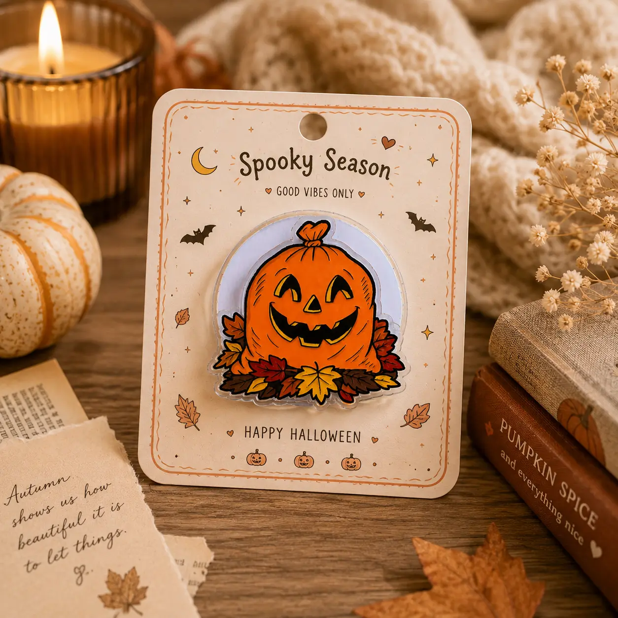 Cute Pumpkin Magnetic Phone Grip Stand, Halloween, Fall Autumn Phone Holder, Spooky Kindle Grip, Pumpkin Lover Gift