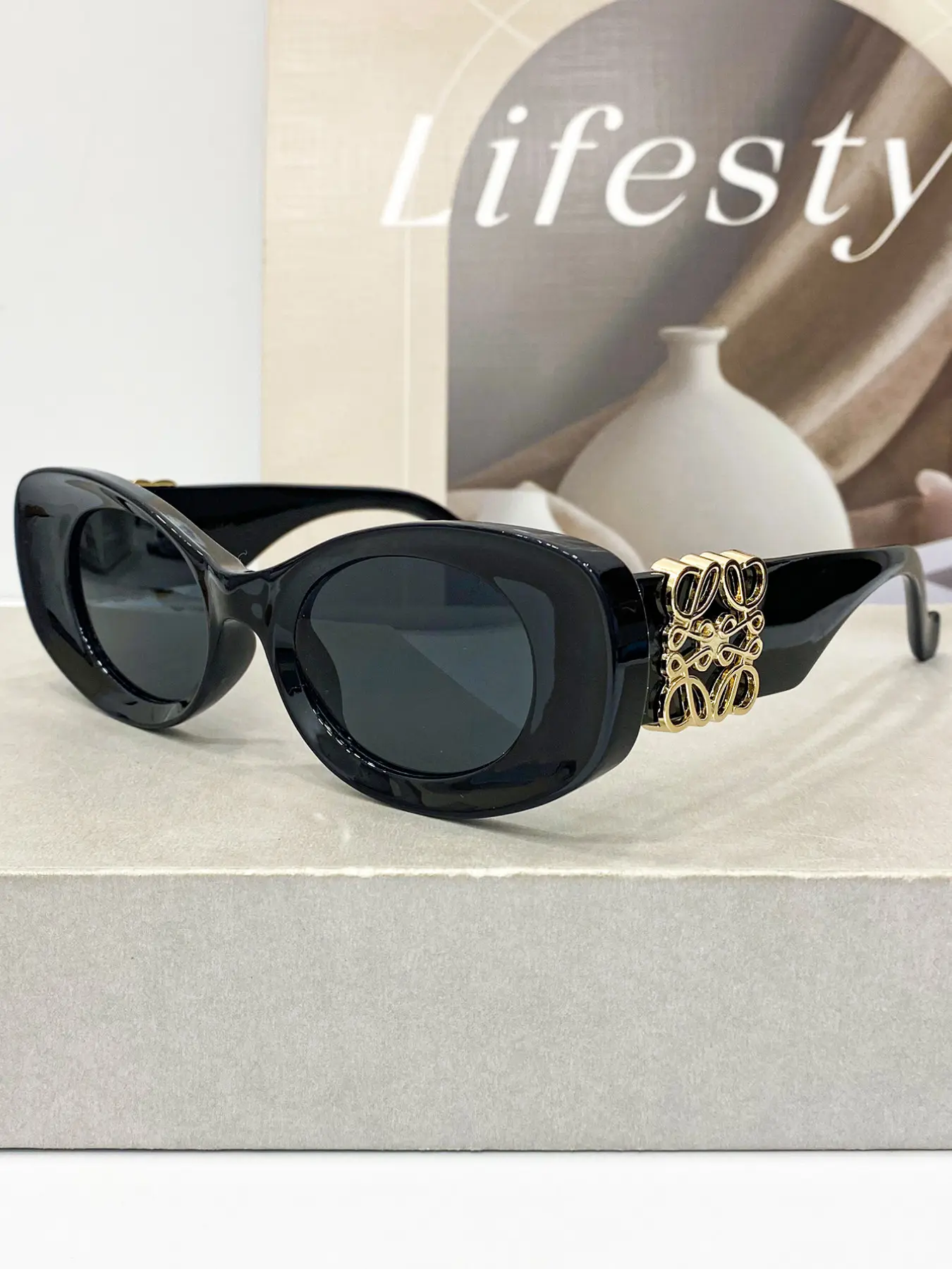 Vintage Oval Frame Shape Glasses, Letter Decoration Women's Fashion Eyewear, Lightweight Luxury Street Style Trendy Frames Sunglasses, All-Season Casual Wear