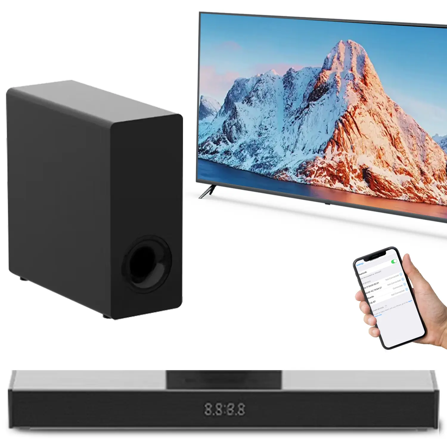 TV Sound Bars with Subwoosfer 3D Surround Sound System for TV Speakers 2.1 Soundbar with Subwoofer Slim Home Theater Audio Sound Bar With