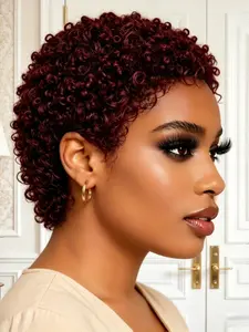 Short Tight Curly Human Hair Wig for Women, Full Machine Made Pixie Cut, Natural Short Curly Hair Wig, Stylish and Comfortable