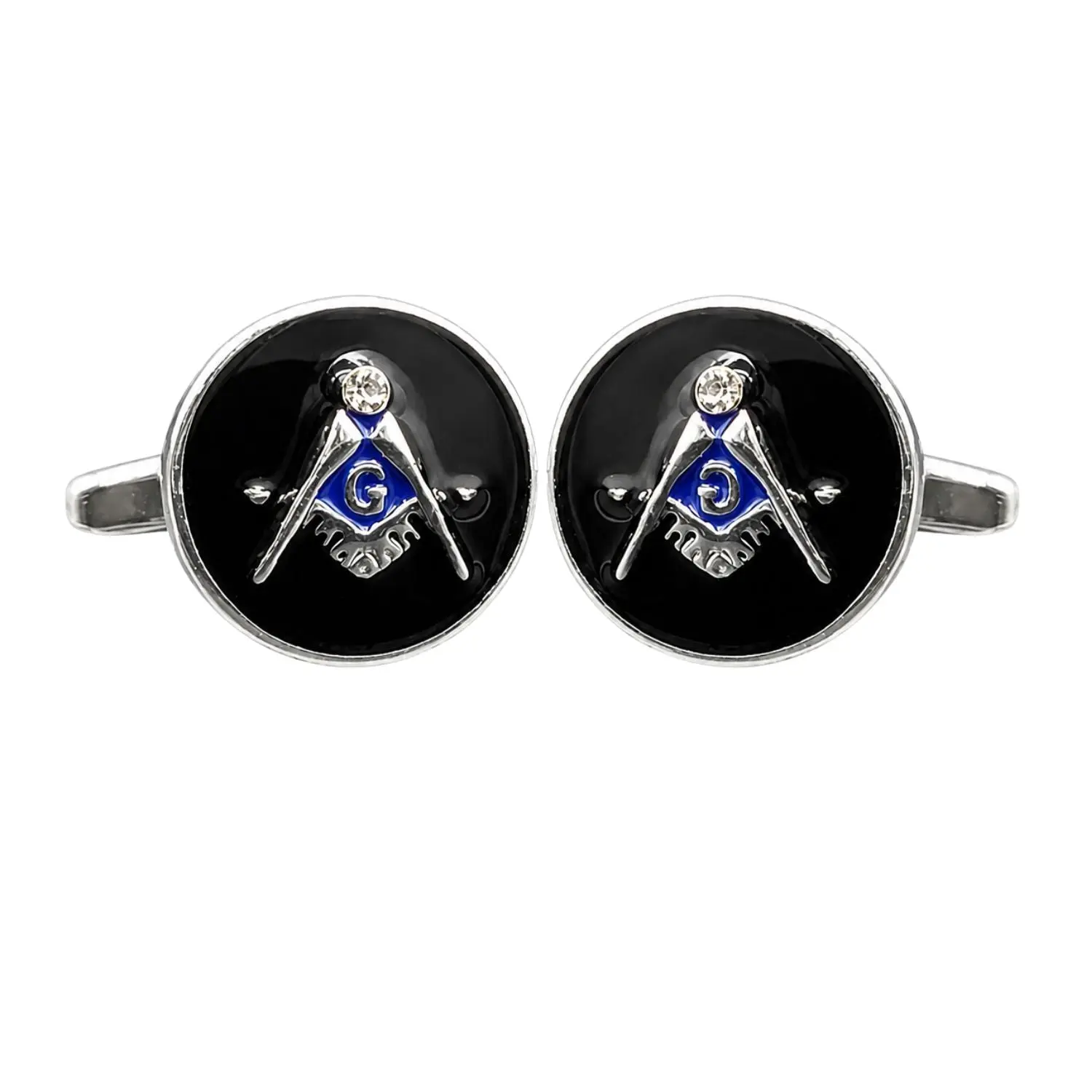 Masonic Emblem Cufflinks with Diamond Detail