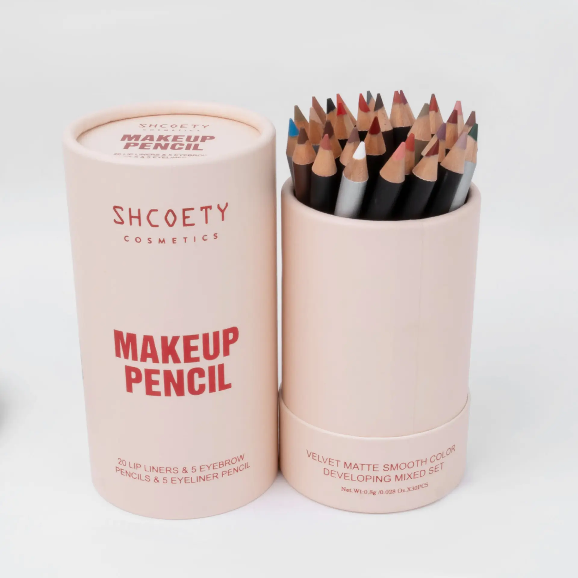 30PCS 3-in-1 Makeup Pencil Set - 20 Lip Liners, 5 Eyebrow Pencils, 5 Colored Eyeliners, Velvet Matte, High Pigmented, Multi Shades, Long-Lasting Lip & Eye Makeup Kit