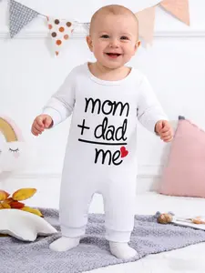 Cute Baby Boys and Girls Casual with Letter Print, Long Sleeve Bodysuit for 1 to 18 Months, Comfortable Fall and Winter Wear, Baby Clothing