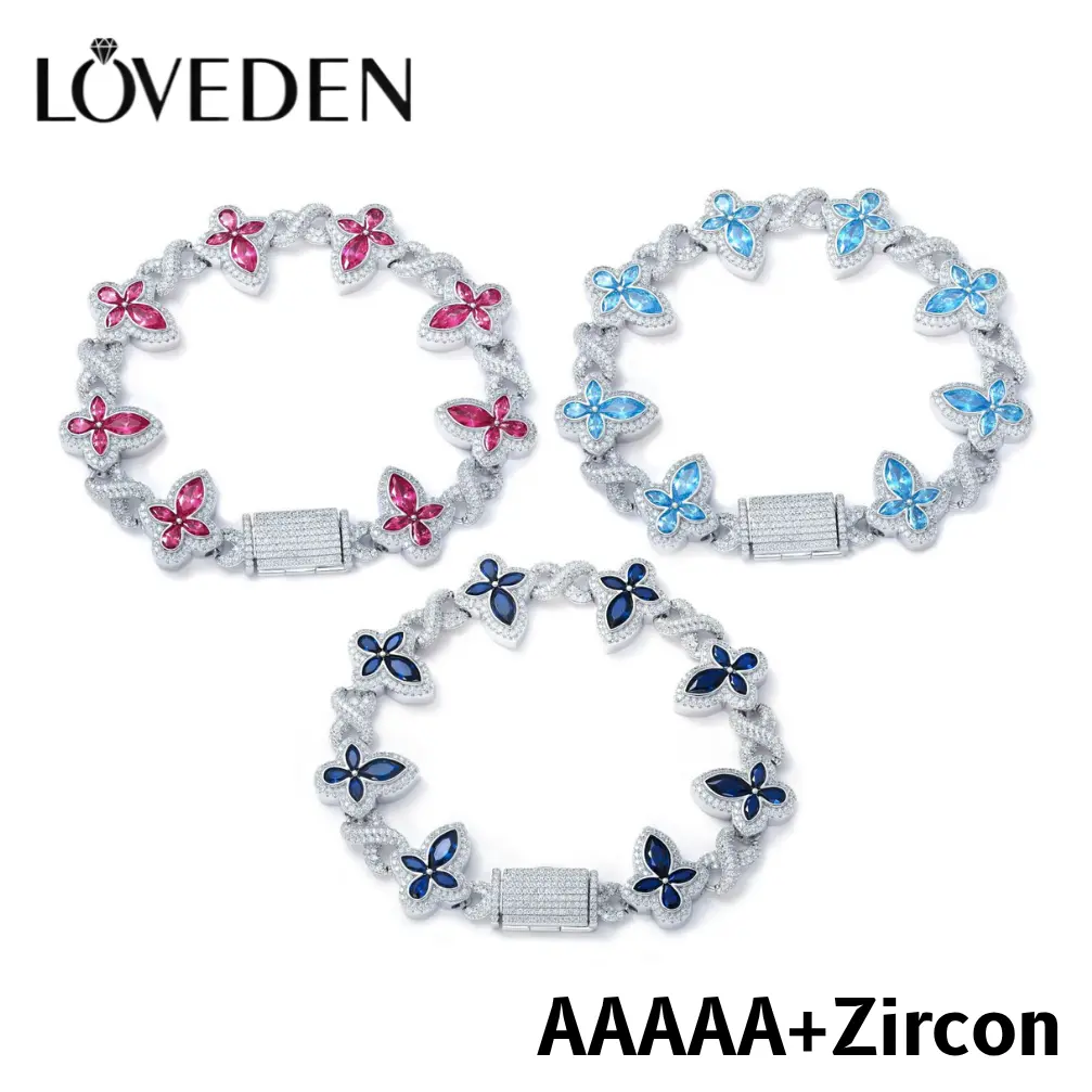 Loveden Iced‑Out Infinity Cross Zircon Tennis Bracelet, Hip Hop Streetwear Unisex Chain Jewelry, 3 Crystal Colors, Multiple Adjustable Sizes,TS0034