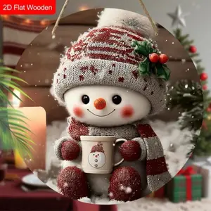 Cute Snowman Christmas Sign Wreath Door Decor for Home Room Festive Xmas Gift