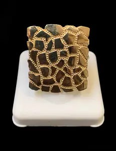 Nugget Ring Gold 10k Yellow Gold 9.7 Grams Elegant Unique Design with Intricate Patterns for Everyday Wear, Gold Rings