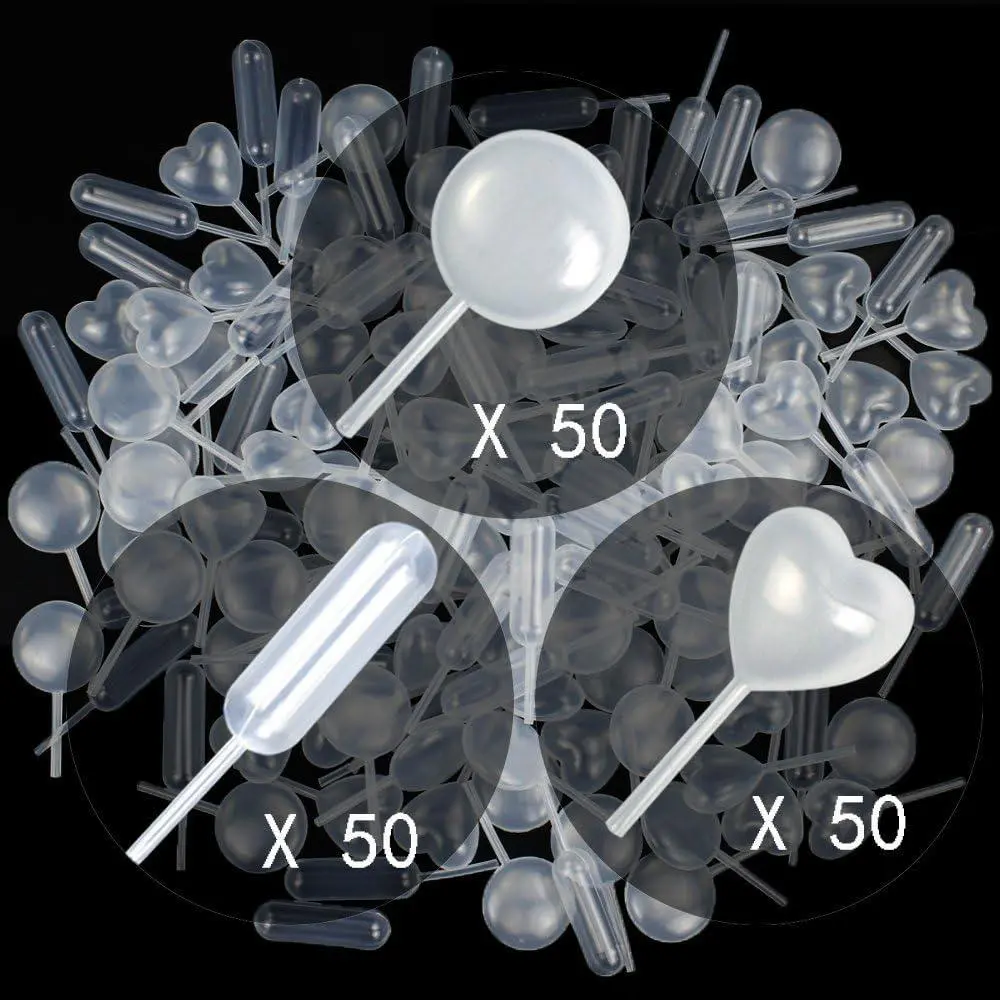 Kitchen Plastic Droppers Pipettes - 20/50pcs, 4ml, Heart Shapes/Round Rect, Cupcake Decor & Chocolate Straw Application Tools