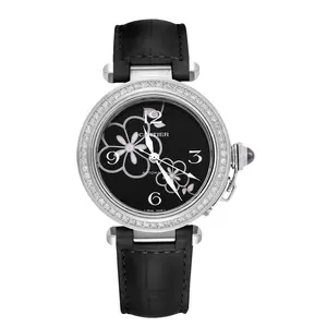 Cartier Pasha C 35mm Stainless Steel Automatic "Winter Flower" Dial Aftermarket Diamond Bezel WHT029126
