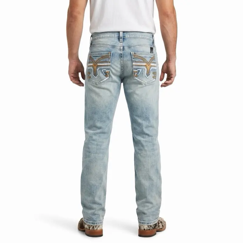 Men’s Classic Stylish Simple Western Jeans Pants, Light Blue Menswear, Tops, 30X30