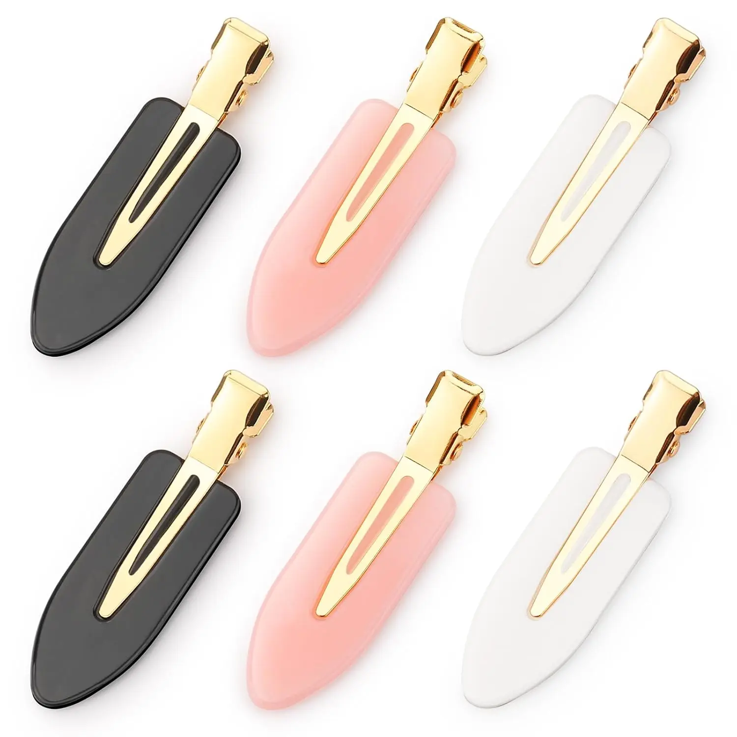 6 Pcs Creaseless Hair Clips No bend No Crease Hair Clip Makeup Clips for Women and Girls Flat Hair Clips for Hairstyling Salon Golden Handle