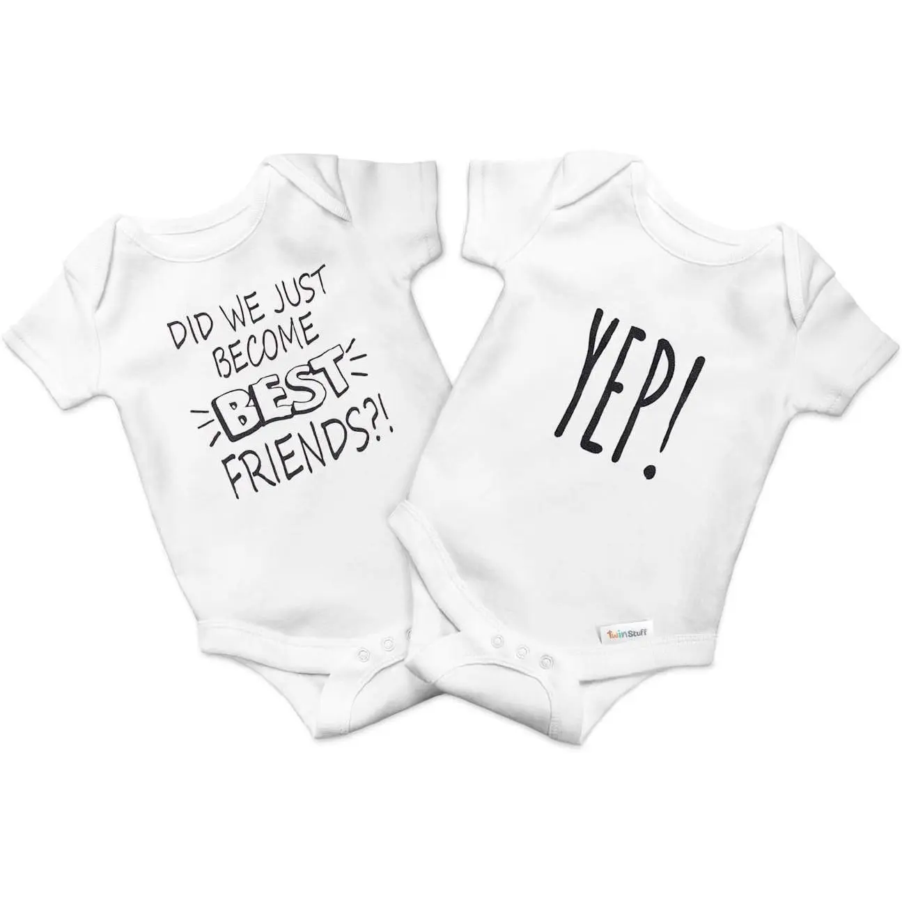 Twin Stuff 100% Cotton Unisex Best Friends Rompers – Cozy and Adorable Matching Outfits for Newborn Identical Twins