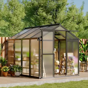 【GARVEE】6 x 8 FT Greenhouse, Greenhouses for Outside, Polycarbonate Greenhouse with Aluminum Frame, Lockable Door and Ajustable Roof Vent for Backyard, Green Houses for Outside Garden Backyard, Patio