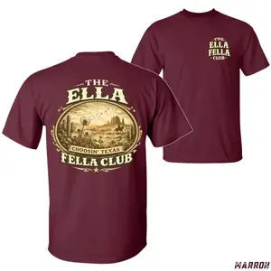 The Ella Fella Club Shirt Texas Cowboy Desert Scene Graphic T-Shirt, Retro Western Country Tee, Ranch Lifestyle Gift for Men Women, Unisex Casual Top - KitchenEra