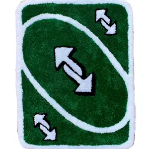 Custom-tufted rug in Uno Reverse card design!
