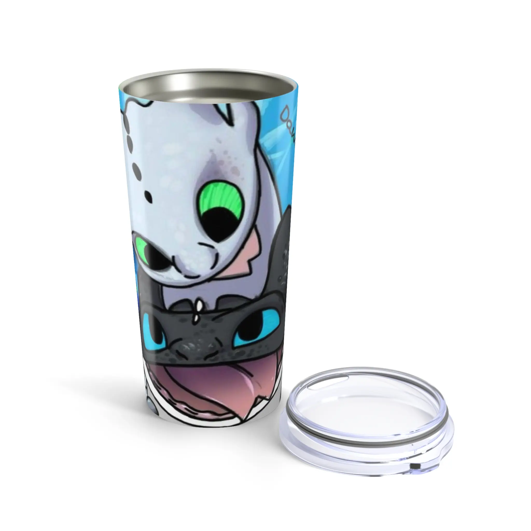 Toothless Tumbler 20oz - Cute Travel Mug, Kawaii Drinkware, Gift for Her, Pink Cup for Kids, Anime Lifestyle Accessory Flasks Insulation Aesthetic Beverage