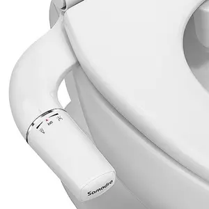 SAMODRA Ultra-Slim Hygienic Bidets Attachment for Existing Toilets - Adjustable Fresh Water Pressure Dual Nozzle (Frontal & Rear Wash) Easy to Install, Silver