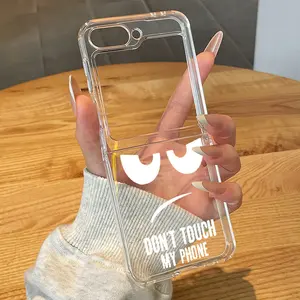 Edgy Funny Clear Case for Samsung Z Flip 7 6 5 4 3 & Samsung Z Fold 7 6 5 4 3 & Motorazr 60 50 40 Ultra | "Don't Touch My Phone" Aesthetic| Anti-Fall & Durable