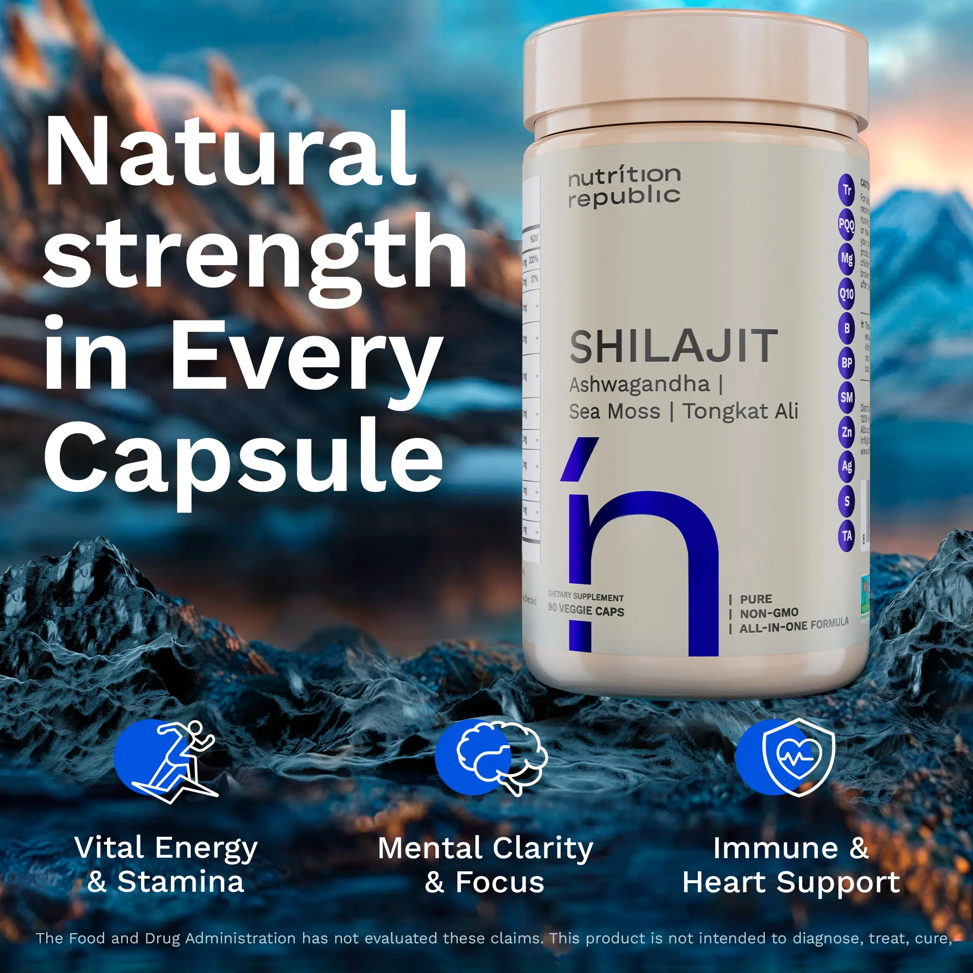 Nutrition Republic Shilajit SuperCaps: Energy Boost, Mental Clarity & Immune Support - Natural Formula for Healthcare - Vitamin