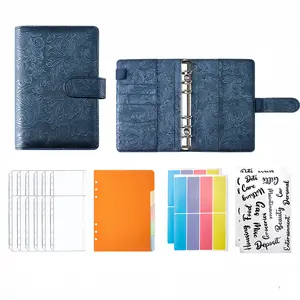 A5 Budget Folder Set with Embossed Cover Design, Includes 12 Cards & 8 Bill Envelopes, Essential Office Supplies for School & Home Use