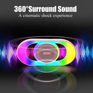 Bluetooth Speaker with Light, Portable Wireless, Powerful Crystal Clear Sound, TF-Card & USB Input, Bt 5.4, TWS Pairing, FM Radio, for Outdoor/Indoor/Party/BBQ/Shower