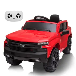 Kids Ride on Vehicle with Remote Control for 3-8 Years Toys,12V Licensed Chevrolet Silverado GMC Powered Wheels Electric Car, MP3 Music,FM Radio, Spring Suspension, LED Light,Red