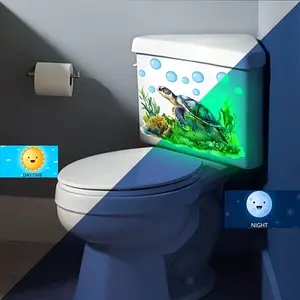 A new small-sized luminous toilet sticker featuring a sea turtle, bubbles, and seaweed, with dimensions of 15*20cm, for decorating and beautifying bathroom backgrounds (YCG18529-YC)